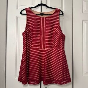 Torrid Red Striped Peplum Top - Size 2 (18/20)